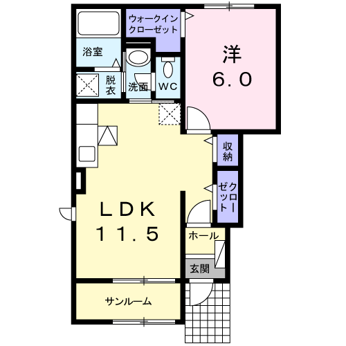 サラールⅢ(1LDK/1階)の間取り写真