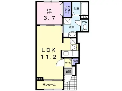 米島一番館(1LDK/1階)の間取り写真