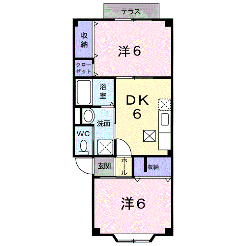 サンセール秋2号館(2DK/1階)の間取り写真