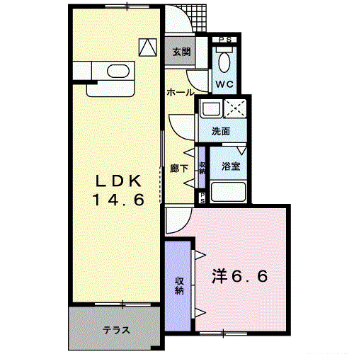 レ・パラッツオⅠ(1LDK/1階)の間取り写真