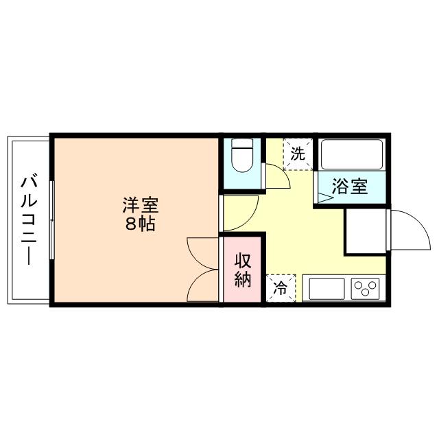 自由ヶ丘ハイツ(1K/2階)の間取り写真