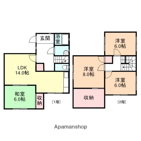 あいの風とやま鉄道 福岡駅(富山) 徒歩15分 2階建 築34年(4LDK)の間取り写真