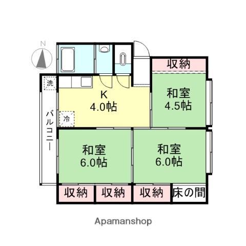 オカモトコーポレーションアパート(3K/3階)の間取り写真