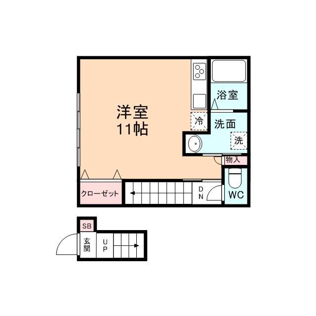 ドゥバンセ(ワンルーム/2階)の間取り写真