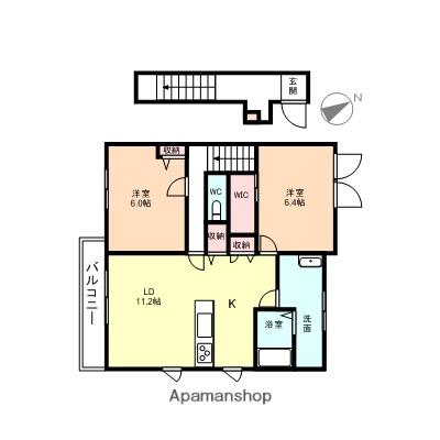 COCO KURODA(2LDK/2階)の間取り写真
