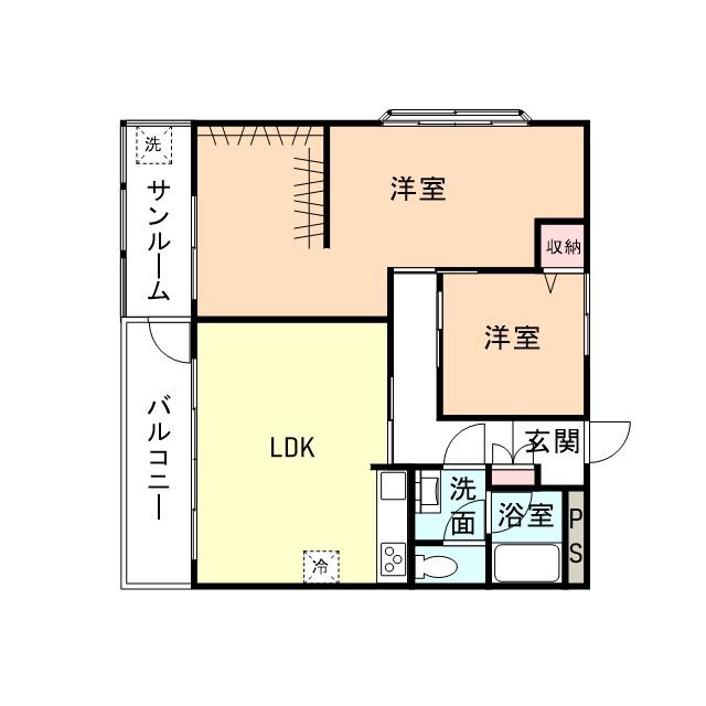センチュリーハイツさかえ(2LDK/2階)の間取り写真