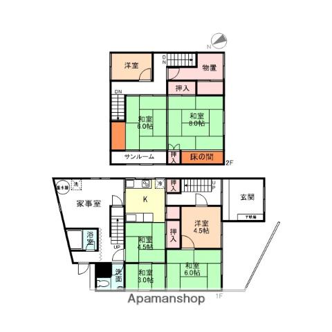 城端線 福光駅 徒歩11分 2階建 築67年(7K)の間取り写真