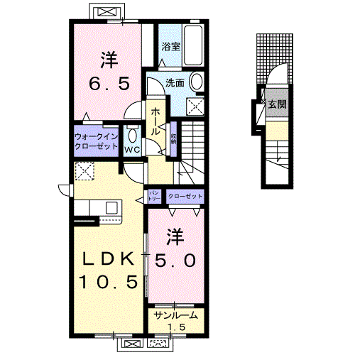グレイス中村(2LDK/2階)の間取り写真