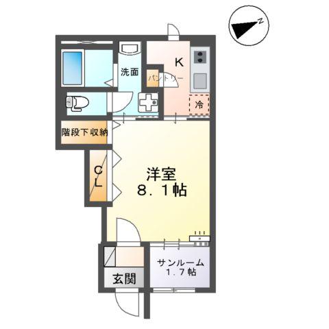 プロスパークⅠ(1K/1階)の間取り写真