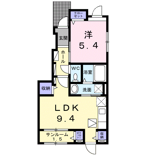アネックス・剱岳(1LDK/1階)の間取り写真
