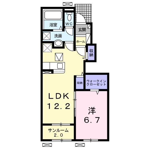ヴィラージュS Ⅶ(1LDK/1階)の間取り写真