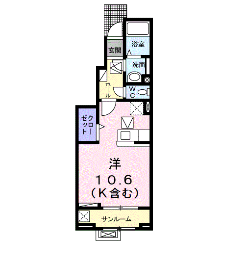アザレアイースト(ワンルーム/1階)の間取り写真