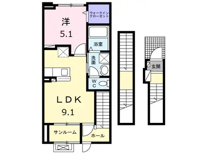 ラ・ルミエール(1LDK/3階)の間取り写真
