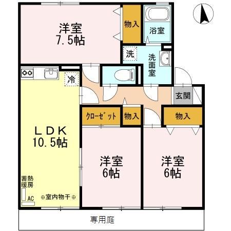 エルフタウン吉久 B(3LDK/1階)の間取り写真