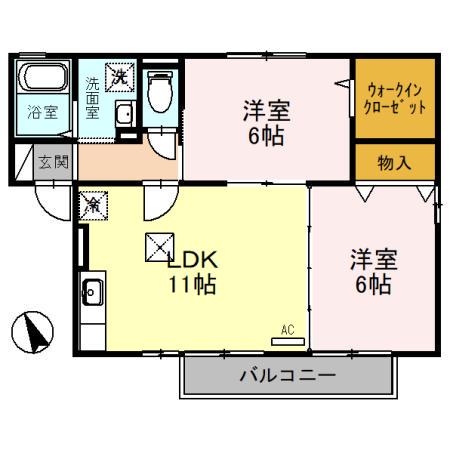 セジュールあかね(2LDK/1階)の間取り写真