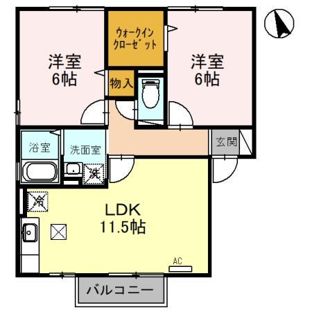 セジュール蓮花寺(2LDK/1階)の間取り写真