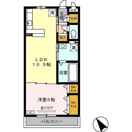 グラン・トレスJ(1LDK/1階)の間取り写真