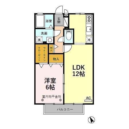 ミューズ21 B(1LDK/2階)の間取り写真