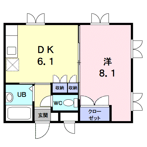 ツインパレスさくら台 ノース(1DK/3階)の間取り写真