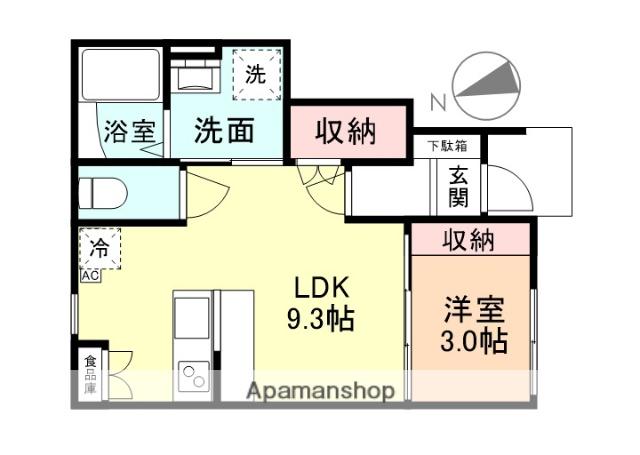 メゾン・デュオ姫野(1LDK/1階)の間取り写真