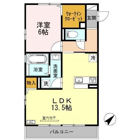 ルガル・ボニート・エフ(1LDK/3階)の間取り写真