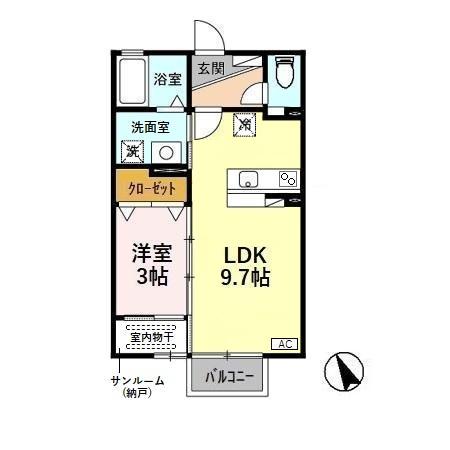フェリックスD(1LDK/2階)の間取り写真