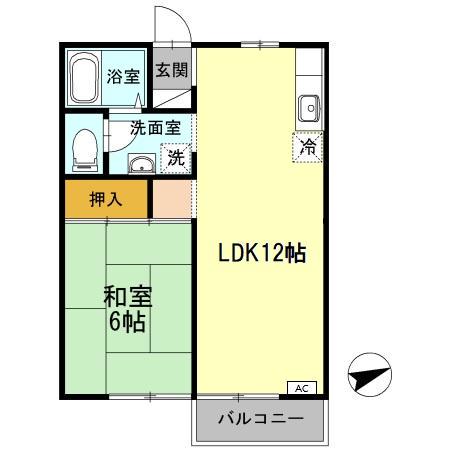 ヴィラ フルール(1LDK/2階)の間取り写真
