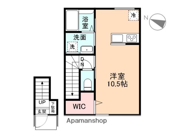 EDGEMOMENT荻布 A棟(ワンルーム/2階)の間取り写真