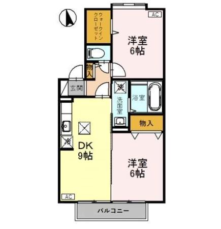 ガーデン花水木(2DK/1階)の間取り写真