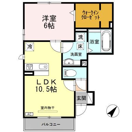 D-ROOMアシュラン(1LDK/1階)の間取り写真