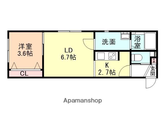 コモド太閤山Ⅱ(1LDK/2階)の間取り写真
