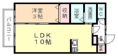 ローズ宮ヶ島(1LDK/1階)の間取り写真
