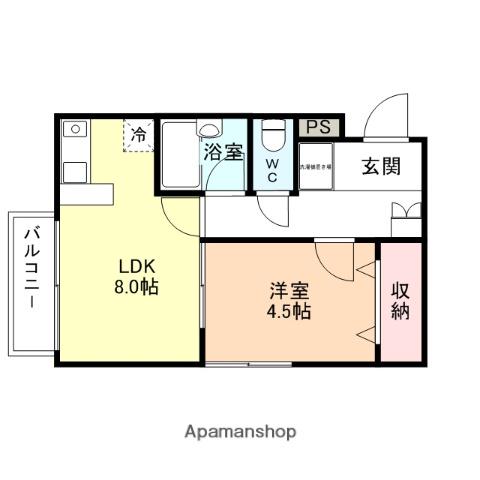 モア・アペックス横田本町(1LDK/1階)の間取り写真