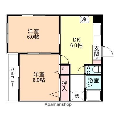 レジデンス江尻(2DK/2階)の間取り写真