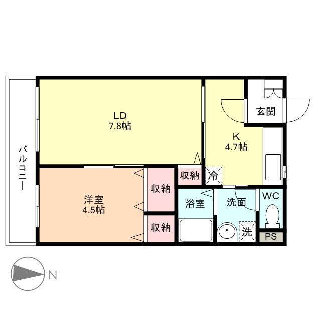 J・フローレンス(1LDK/3階)の間取り写真