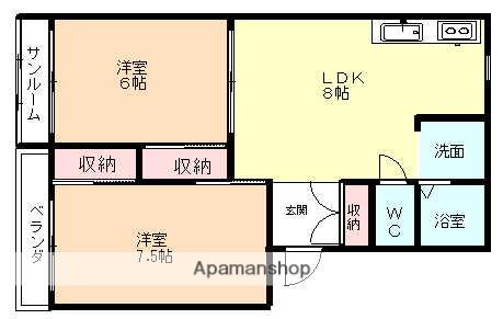コーポ清水2号館(2LDK/2階)の間取り写真