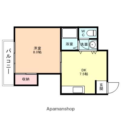 レジデンスS(1DK/1階)の間取り写真