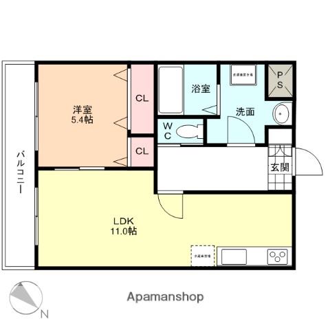 アトラスⅠ(1LDK/1階)の間取り写真