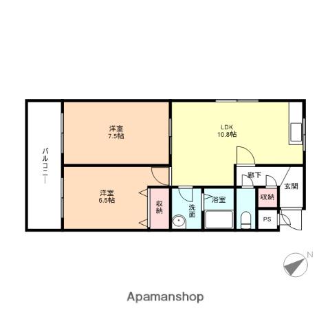 ベルトピアKITADAI(2LDK/2階)の間取り写真
