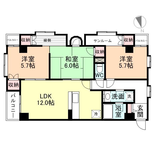 リアライズ千歳(3LDK/3階)の間取り写真