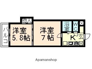 ジョイナス西新庄(2K/4階)の間取り写真