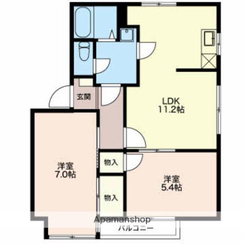 ラプラスモア佐藤(2LDK/2階)の間取り写真