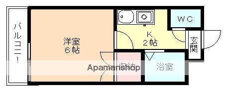 アップルコート於保多Ⅱ(1K/4階)の間取り写真
