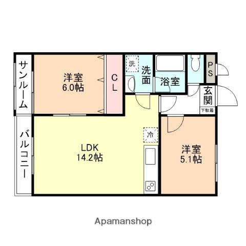 ルーラル速星(2LDK/2階)の間取り写真
