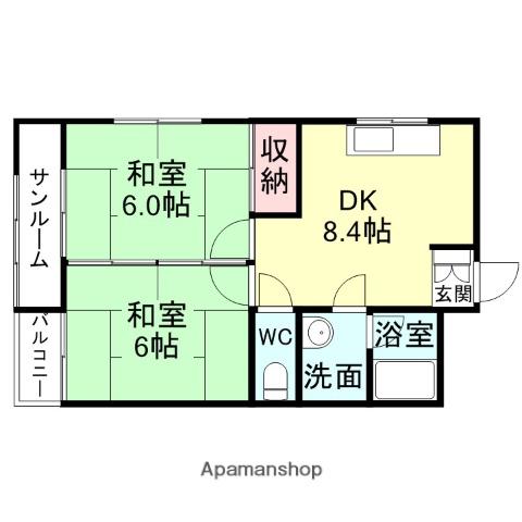 メゾンKOTOBUKI(2DK/2階)の間取り写真