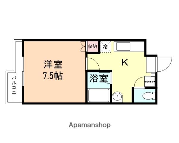 パールハウス(1K/4階)の間取り写真