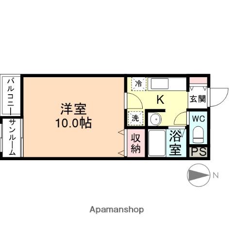 アイリス石金(1K/2階)の間取り写真