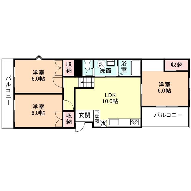 グランスイート藤木(3LDK/2階)の間取り写真
