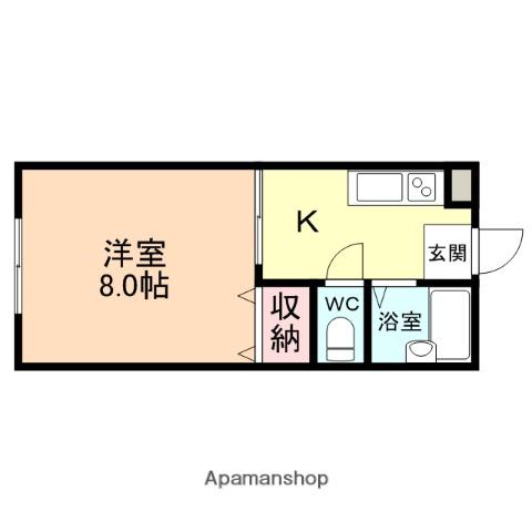 レヴール綾田B棟(1K/1階)の間取り写真