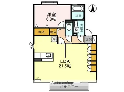 アザレアパークH棟(1LDK/2階)の間取り写真